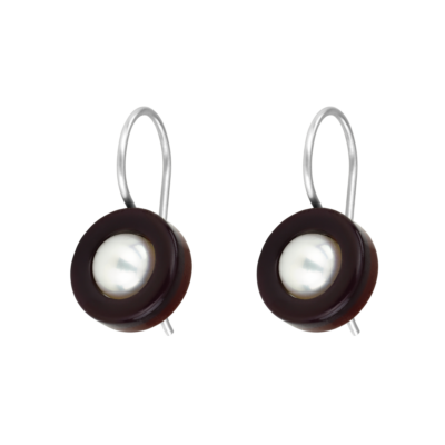 Ohrhänger Silber, Zuchtperlen, Acetat aubergine